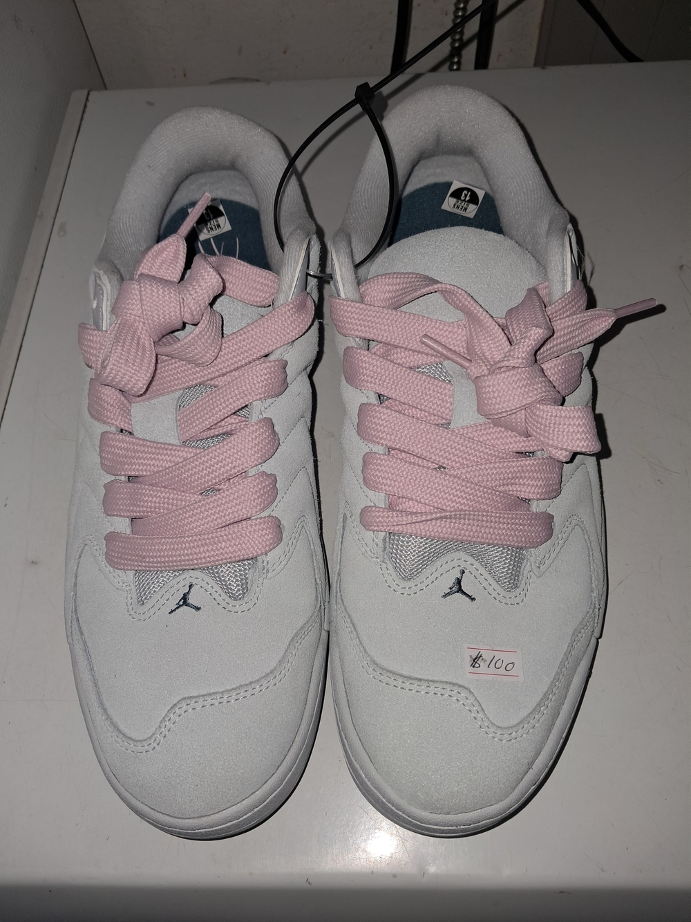 Jordan Low-Top Sneakers in White with Pink Laces